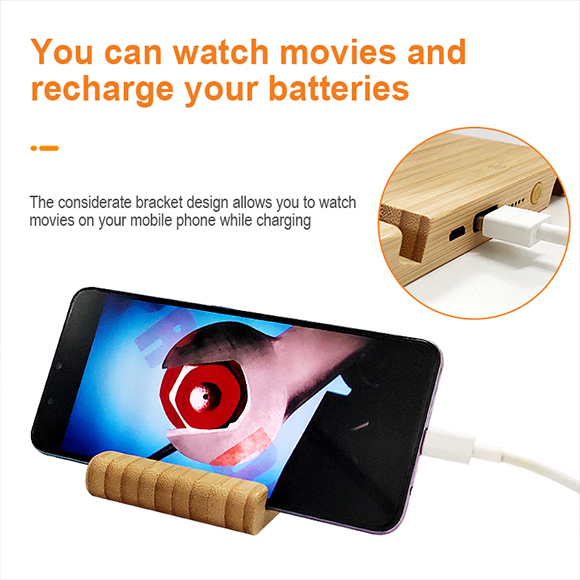 New private mould bamboo Bracket Power Bank with Wireless Charger LWS-2017